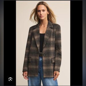 Z Supply Plaid Blazer - Black and Brown